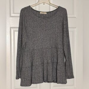 A Beautiful Soul Long Sleeve Gray Ribbed Lightweight Sweater Size X (10-12)